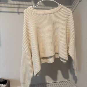 Poof! Cream Ribbed Sweater